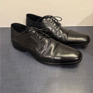 Johnston Murphy Black Leather Oxford Dress Shoes Cap Toe Mens 12m 59 11567